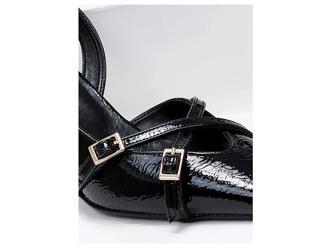 Autre Marque Décolleté Slingback in Vernice Nera Nero - vista 10