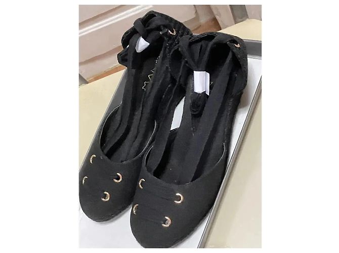 Autre Marque Sandali espadrilles neri con zeppa e lacci alla caviglia Nero - vista 10