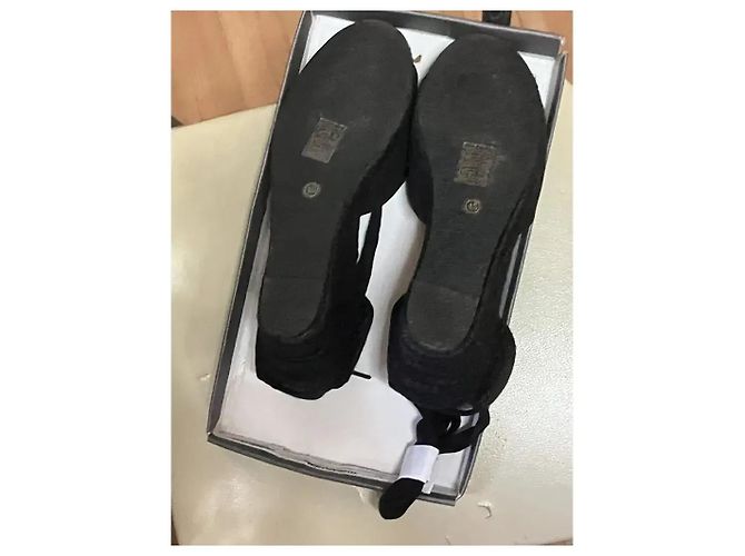 Autre Marque Sandali espadrilles neri con zeppa e lacci alla caviglia Nero - vista 9