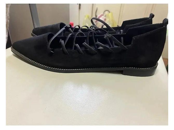 Autre Marque Sagiakos Ballerine a punta con lacci in scamosciato nero - vista 4