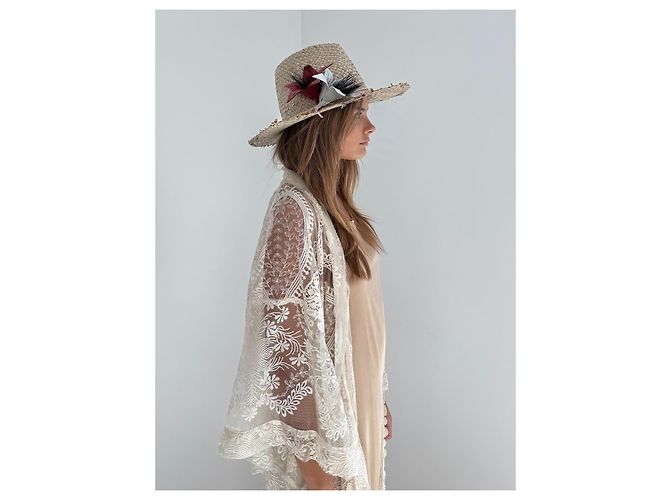 Eugenia Kim Cappello di Paglia Floreale Rosso - vista 2