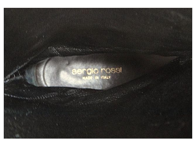 Sergio Rossi Botas Altas de Cuero Marrón Efecto Cocodrilo Castaño - vista 6