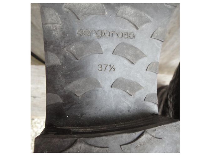 Sergio Rossi Botas Altas de Cuero Marrón Efecto Cocodrilo Castaño - vista 9