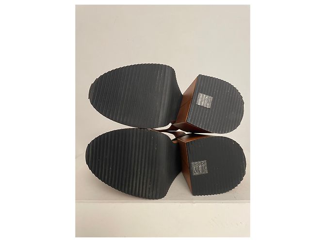 Sandales à talon bloc et plateforme Dsquared2 en cuir cognac - vue 4