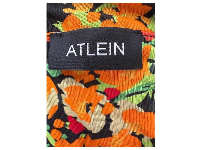 Autre Marque ATLEIN Maxi-Kleid mit Blumenprint und Rüschendetails Schwarz Rot Grün Orange - Ansicht 3