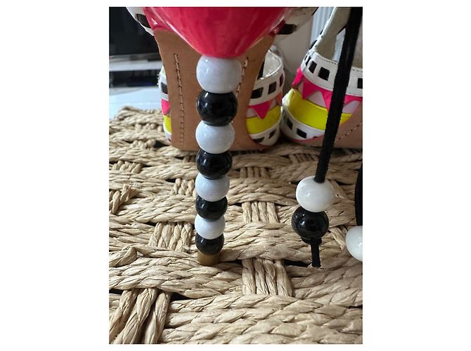 Sophia Webster Sandali con tacco a perline multicolore Nero Rosa Bianco Giallo - vista 4