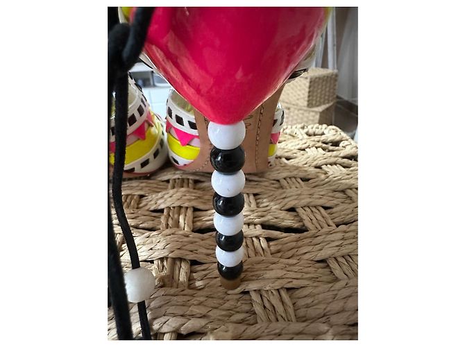 Sophia Webster Sandali con tacco a perline multicolore Nero Rosa Bianco Giallo - vista 5