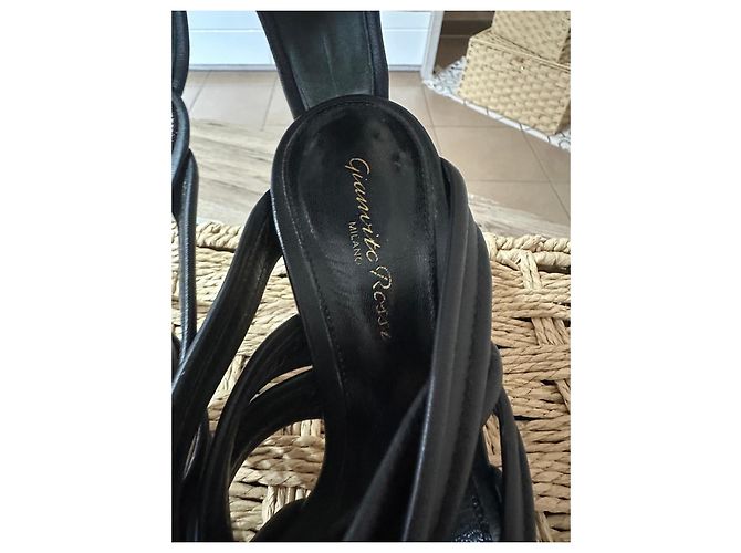 Gianvito Rossi Sandali con tacco in pelle nera Nero - vista 2