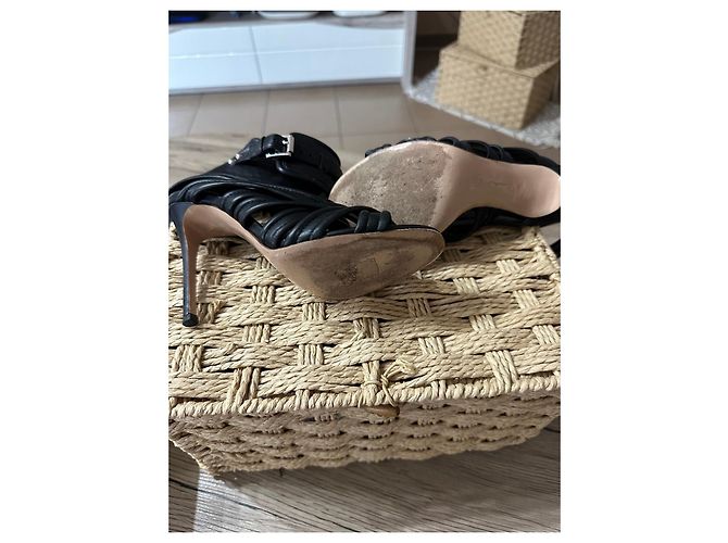 Gianvito Rossi Sandali con tacco in pelle nera Nero - vista 8