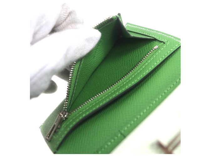 Cartera Trifold Hermès Bearn Combination Epsom Verde - vista 8