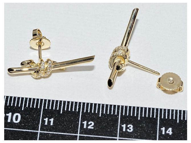 Tiffany & Co Brincos Tiffany Knot em ouro Au750 e diamantes Dourado - vista 4