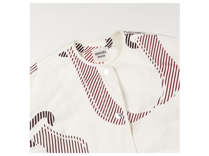 Hermès Giacca in cotone Hermes Coaching Remix Bianco Rosso - vista 10