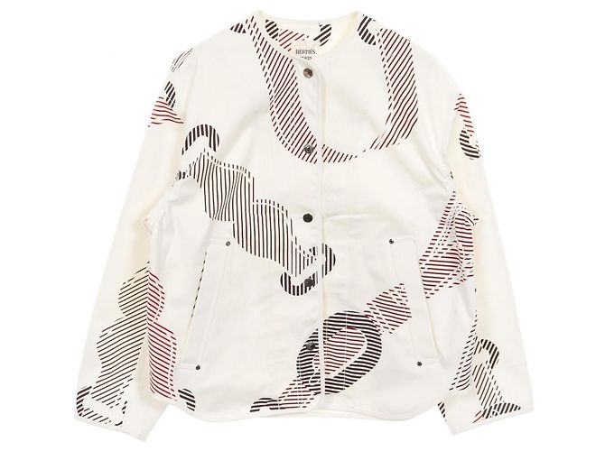 Hermès Giacca in cotone Hermes Coaching Remix Bianco Rosso - vista 2