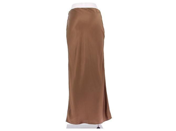 Falda de seda marrón Saint Laurent Castaño - vista 2