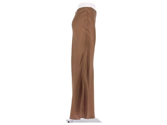 Falda de seda marrón Saint Laurent Castaño - vista 3