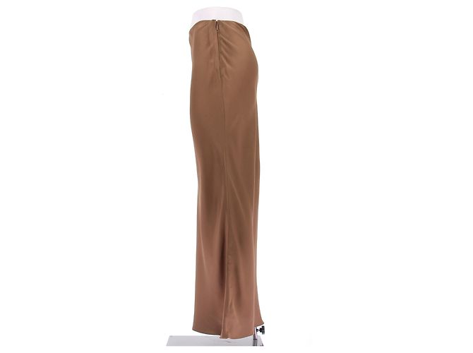 Falda de seda marrón Saint Laurent Castaño - vista 4