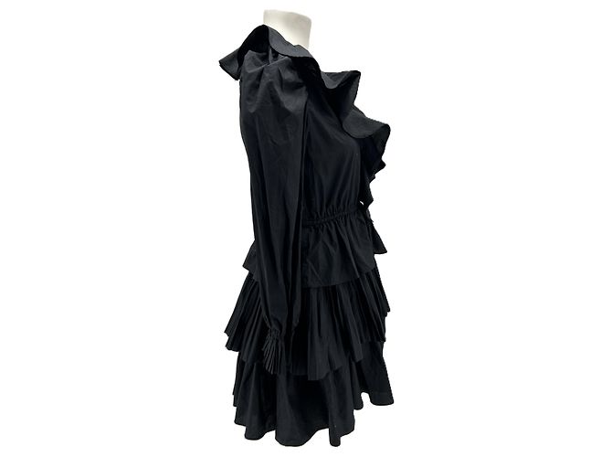 Ulla Johnson Black Fringed Long Sleeve Cotton Dress - view 3