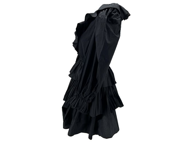 Ulla Johnson Black Fringed Long Sleeve Cotton Dress - view 4
