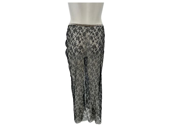 Emanuel Ungaro Falda de encaje negro con strass - vista 2