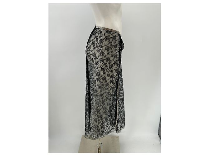 Emanuel Ungaro Falda de encaje negro con strass - vista 3