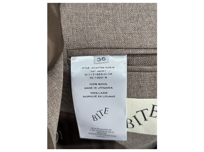 Autre Marque Conjunto de chaqueta y pantalones BITE beige de algodón talla 36 - vista 7