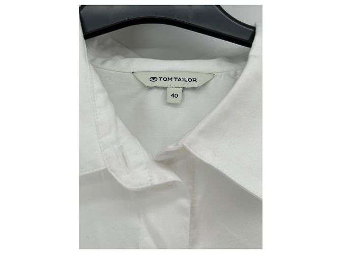 Autre Marque TOM TAILOR Weißes Baumwollhemd Größe 40 - Ansicht 3