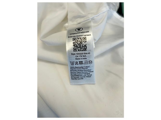 Autre Marque TOM TAILOR Weißes Baumwollhemd Größe 40 - Ansicht 4