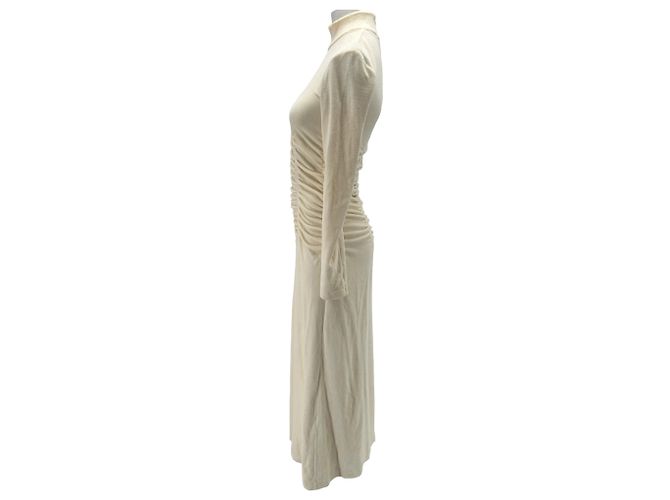 Autre Marque BITE Langes beige Baumwollkleid mit Rüschen - Ansicht 2