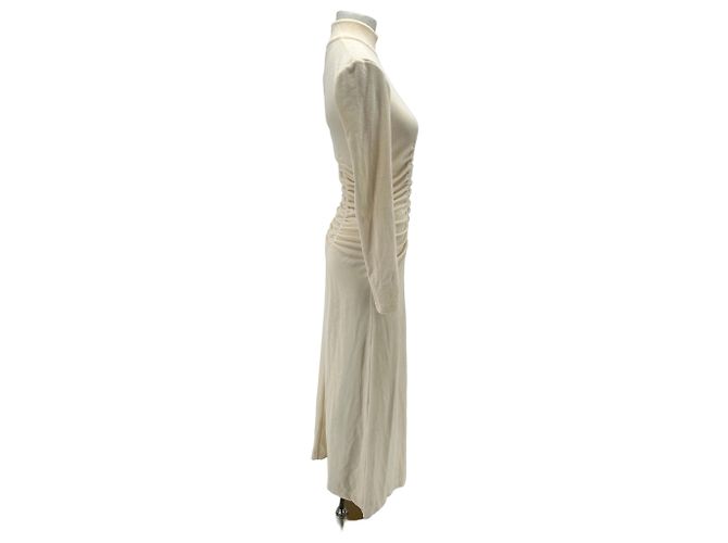 Autre Marque BITE Langes beige Baumwollkleid mit Rüschen - Ansicht 4