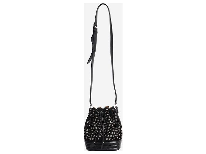 Alaïa Borsa in pelle di agnello scamosciata nera con occhielli Nero - vista 2