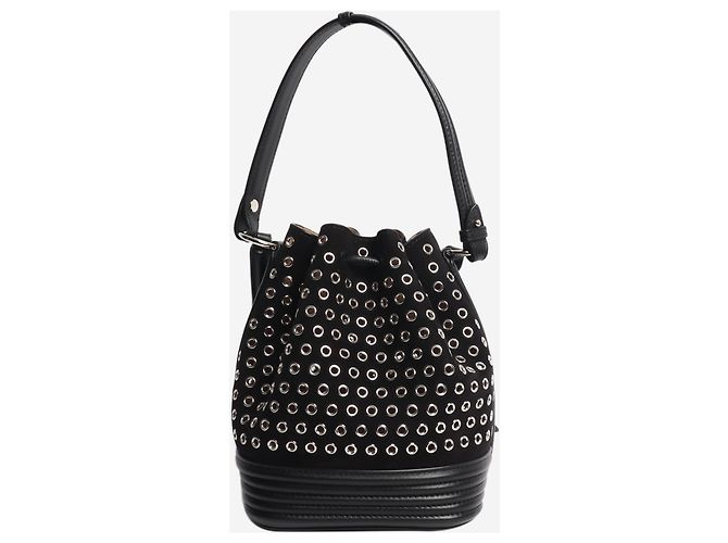 Alaïa Borsa in pelle di agnello scamosciata nera con occhielli Nero - vista 3