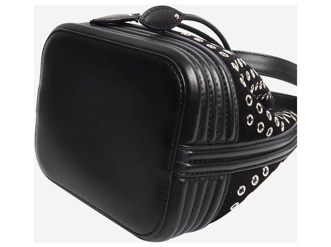Alaïa Borsa in pelle di agnello scamosciata nera con occhielli Nero - vista 4