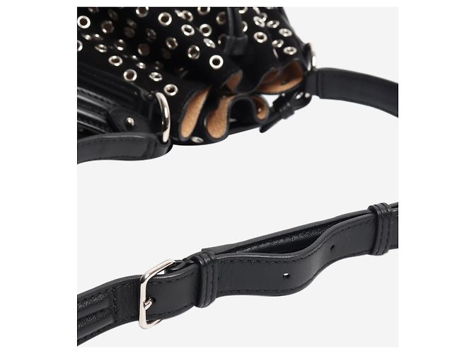Alaïa Borsa in pelle di agnello scamosciata nera con occhielli Nero - vista 5