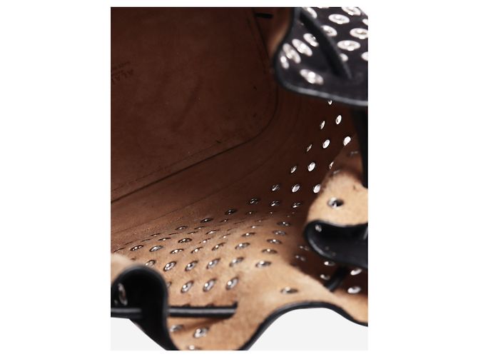 Alaïa Borsa in pelle di agnello scamosciata nera con occhielli Nero - vista 6