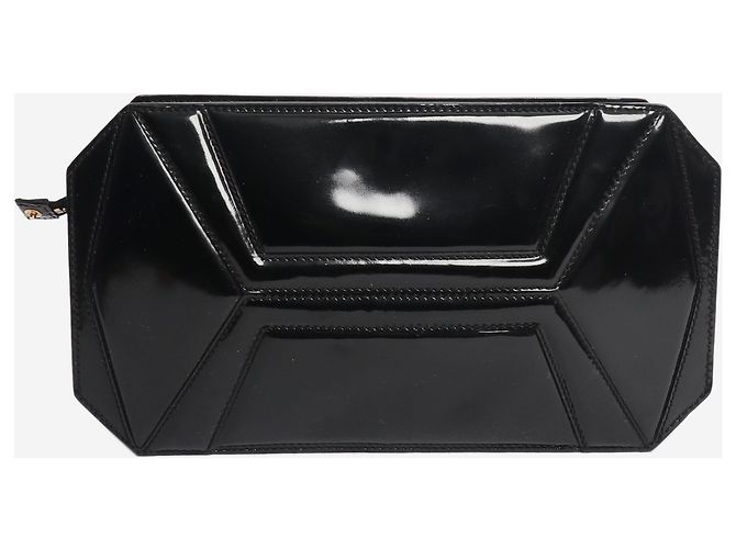 Alexander Mcqueen Clutch in vernice nera Nero - vista 3