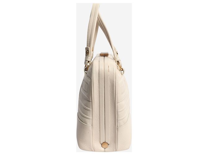 Smythson Bolsa de mão com alça superior em couro marfim Cru - vista 2
