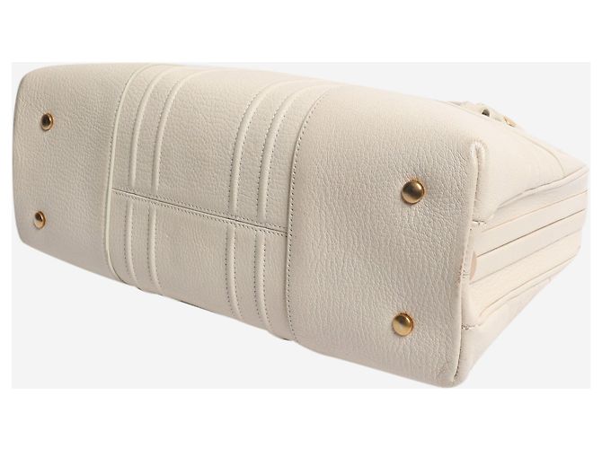 Smythson Bolsa de mão com alça superior em couro marfim Cru - vista 4