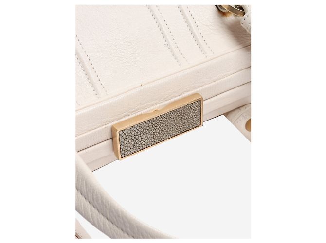 Smythson Bolsa de mão com alça superior em couro marfim Cru - vista 6