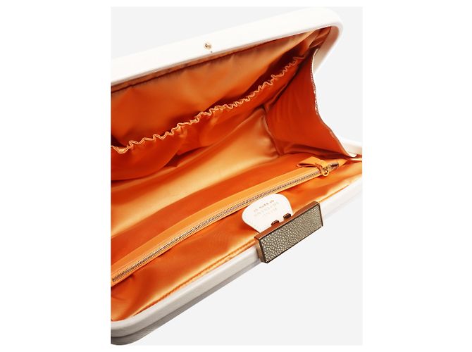 Smythson Bolsa de mão com alça superior em couro marfim Cru - vista 7