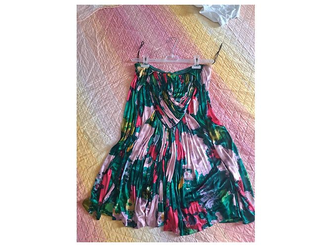 Balenciaga Paris geblümtes Kleid Pink Grün Gelb - Ansicht 2
