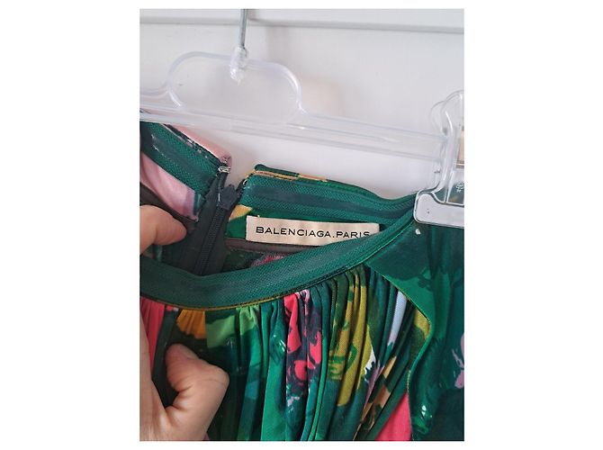 Balenciaga Paris geblümtes Kleid Pink Grün Gelb - Ansicht 3