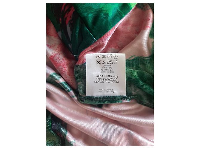 Balenciaga Paris geblümtes Kleid Pink Grün Gelb - Ansicht 4