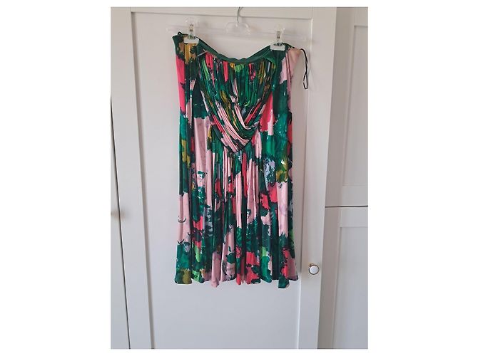 Balenciaga Paris geblümtes Kleid Pink Grün Gelb - Ansicht 6