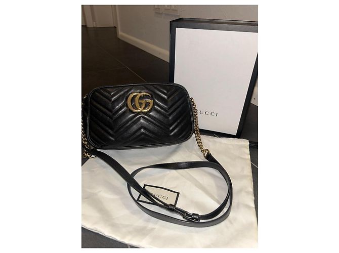 Borsa Gucci Marmont Camera Bag in pelle nera Nero - vista 2