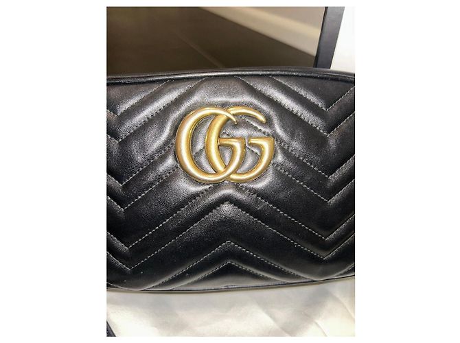 Borsa Gucci Marmont Camera Bag in pelle nera Nero - vista 3