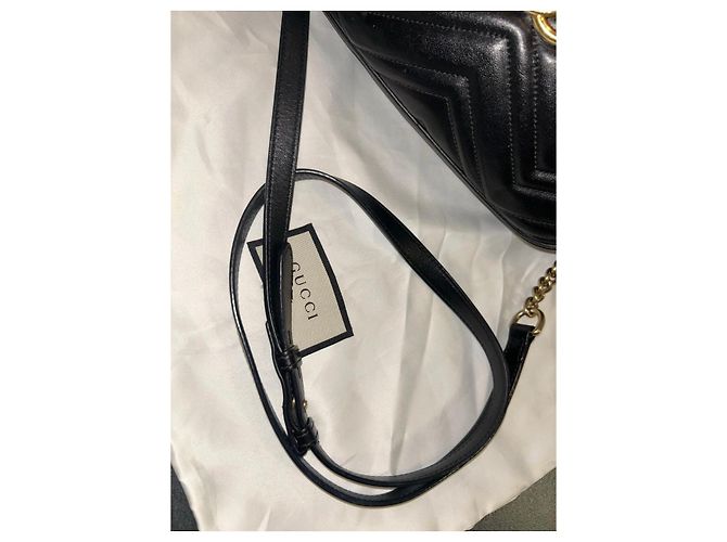 Borsa Gucci Marmont Camera Bag in pelle nera Nero - vista 4