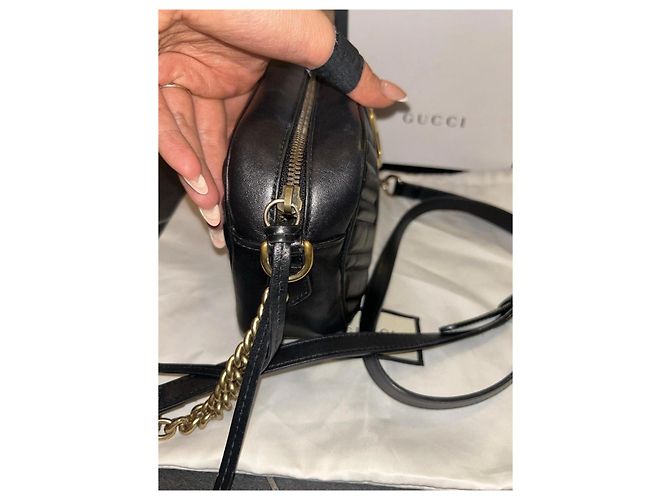 Borsa Gucci Marmont Camera Bag in pelle nera Nero - vista 6