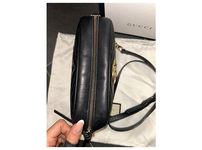 Borsa Gucci Marmont Camera Bag in pelle nera Nero - vista 7