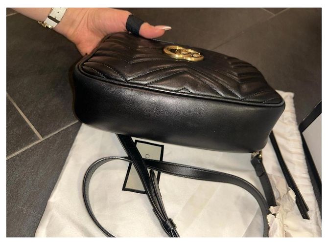 Borsa Gucci Marmont Camera Bag in pelle nera Nero - vista 8