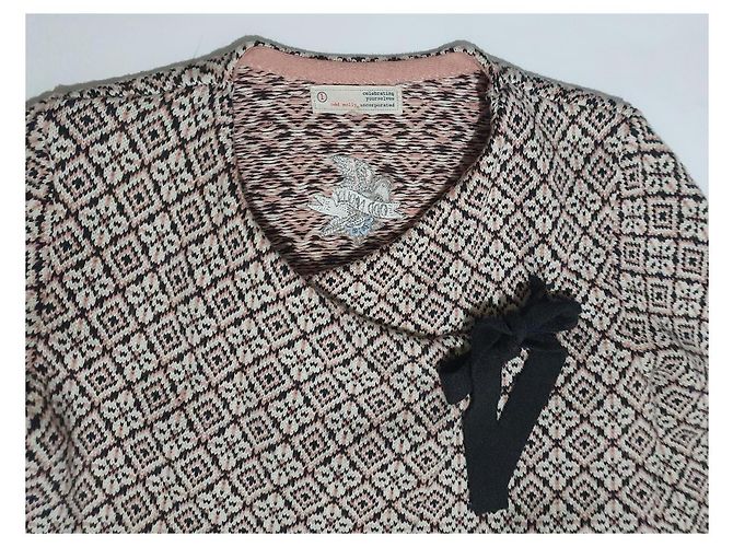 Cardigã de malha Odd Molly estampado Marrom Preto Rosa Branco - vista 3